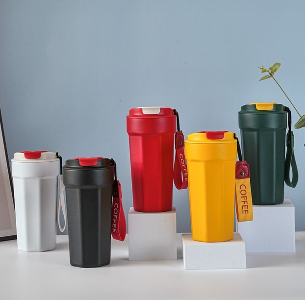 Trendy Travel Coffee Cup with Strap